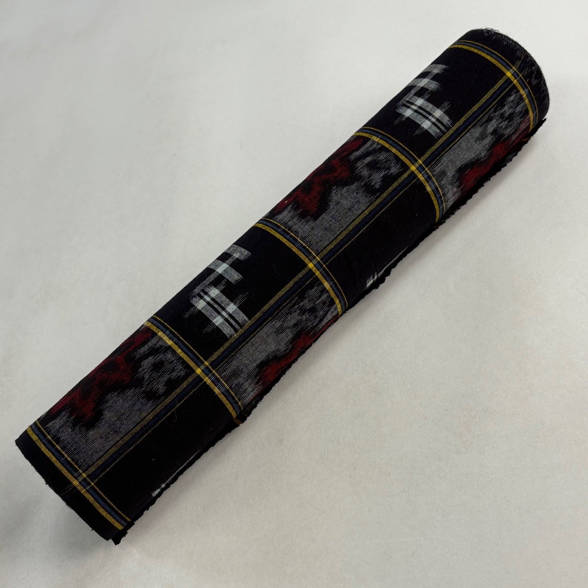 反物 逸品 紬 久留米かすり 証紙 楓 井桁絣 焦茶色 綿｜中古・古着