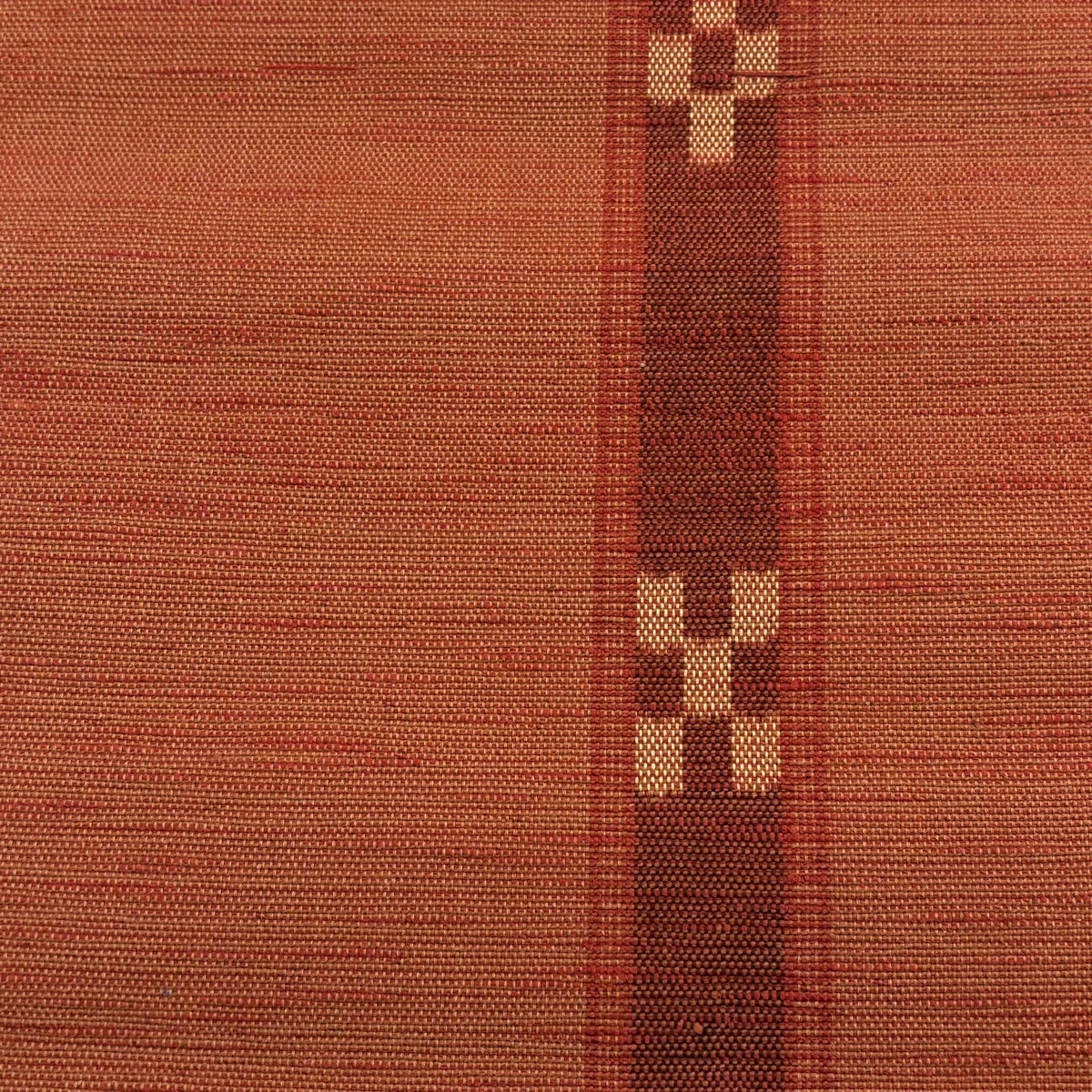 反物 逸品 帯反物 八重山みんさー 証紙 縞 幾何学 茜色 綿｜中古・古着