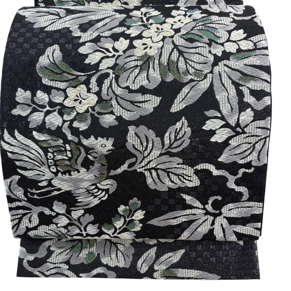 30%OFF 【美品】 袋帯 秀品 花丸文 蝶 唐織 箔 黒 六通 正絹 K30｜中古
